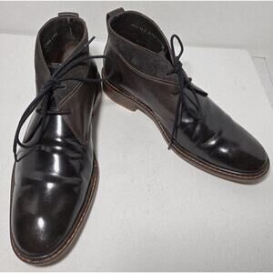 Cole Haan C10826 9 Air Colton Chukka Med/Dark Brown Shiny Boot Shoe sz 10 M